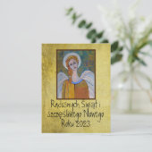 Poolse Wesołych Świąt Merry-kerstkaart Angels (Staand voorkant)