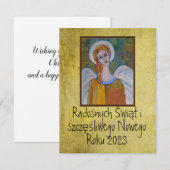 Poolse Wesołych Świąt Merry-kerstkaart Angels (Voorkant / Achterkant)