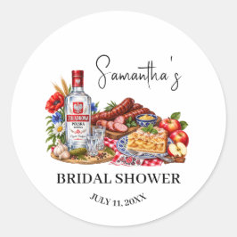 Poolse worst appelcake wodka bruiloft ronde sticker