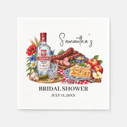 Poolse Worst Appeltaart Wodka Bruidsfeest Servet (Voorkant)