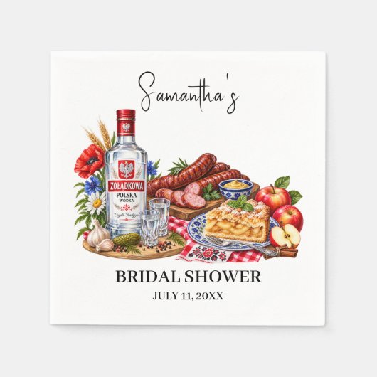 Poolse worstjes Appeltaart Wodka Bruidsfeest Servet (Voorkant)