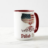 Poolse wortels, Poolse Amerikaanse vlaggen Mok (Voorkant rechts)