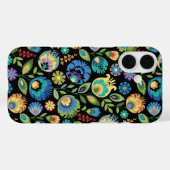 Poolse Wycinanki bloemmotief op zwart Case-Mate iPhone Case (Achterkant (horizontaal))