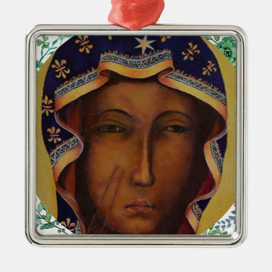 Poolse zwarte Madonna Czestochow Virgin Art Metalen Ornament (Voorkant)