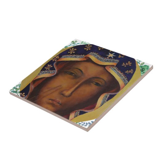 Poolse zwarte Madonna Czestochow Virgin Art Tegeltje (Zijkant)