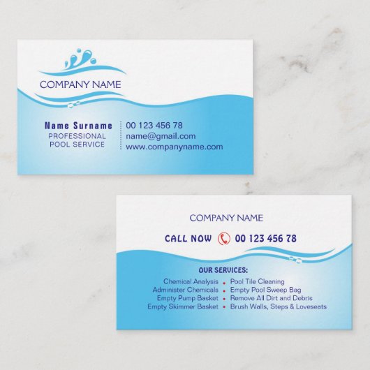 poolservice visitekaartje (Voorkant / Achterkant)