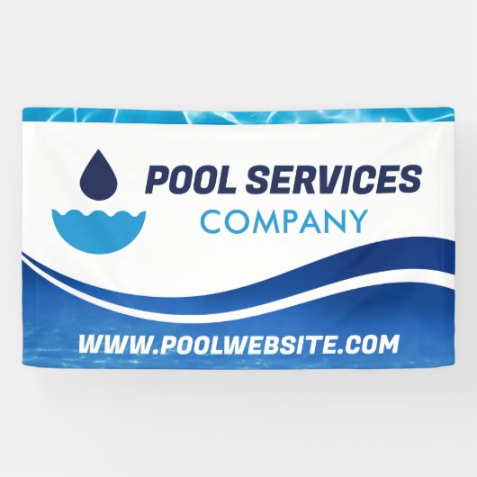 poolservices | blauwe watergolf | zwembad spandoek (Horizontaal)