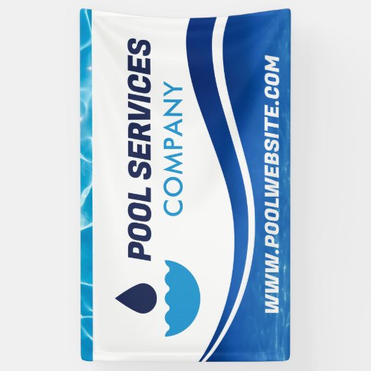 poolservices | blauwe watergolf | zwembad spandoek (Verticaal)