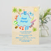 Poolside Invitation Kaart (Staand voorkant)
