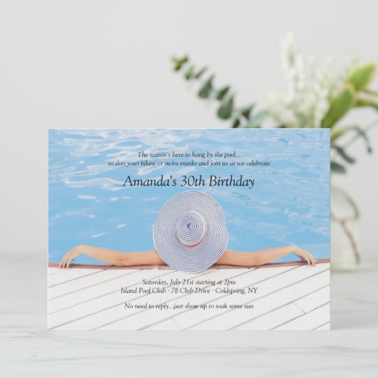 Poolside Invitation Kaart (Staand voorkant)