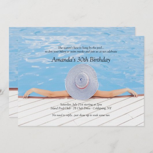 Poolside Invitation Kaart (Voorkant / Achterkant)