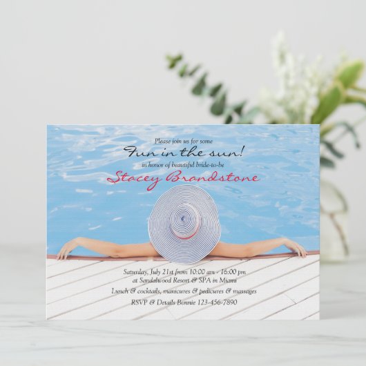 Poolside Invitation Kaart (Staand voorkant)