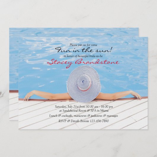 Poolside Invitation Kaart (Voorkant / Achterkant)