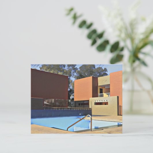 Poolside kameel No. 1 Art Print Briefkaart (Staand voorkant)