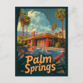 Poolside Paradise: een retro palmveren Briefkaart (Voorkant)