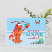 POOLSIDE PARTIJINVITATIE - Lobster met Drink Kaart (Staand voorkant)