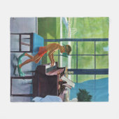 Poolside Piano Practice Fleece Deken (Voorkant (Horizontaal))