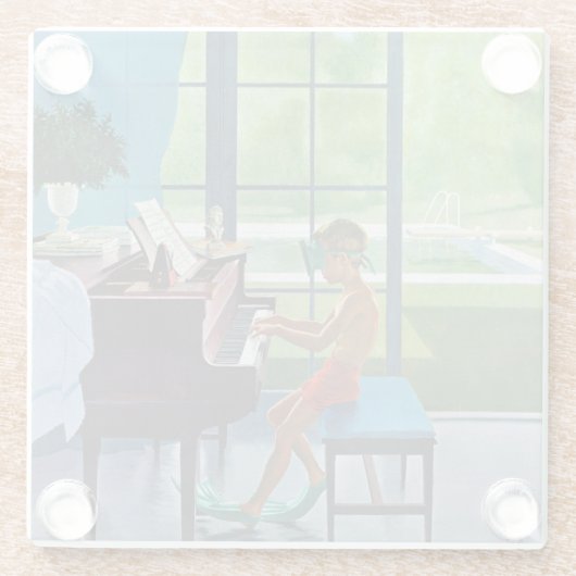 Poolside Piano Practice Glazen Onderzetter (Achterkant)