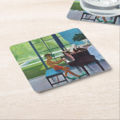Poolside Piano Practice Kartonnen Onderzetters (Schuin)