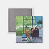 Poolside Piano Practice Magneet (Voorkant / Achterkant)