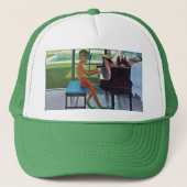 Poolside Piano Practice Trucker Pet (Voorkant)