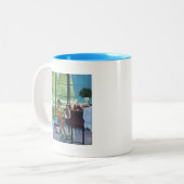 Poolside Piano Practice Tweekleurige Koffiemok (Voorkant links)