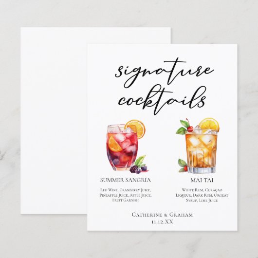 Poolside Signature Cocktails Wedding Menu (Voorkant / Achterkant)