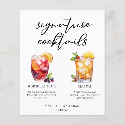 Poolside Signature Cocktails Wedding Menu (Voorkant)