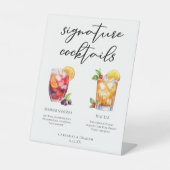 Poolside Signature Cocktails Wedding Menu Reclamebord Met Voetstuk (Voorkant)