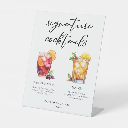 Poolside Signature Cocktails Wedding Menu Reclamebord Met Voetstuk