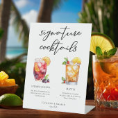 Poolside Signature Cocktails Wedding Menu Reclamebord Met Voetstuk