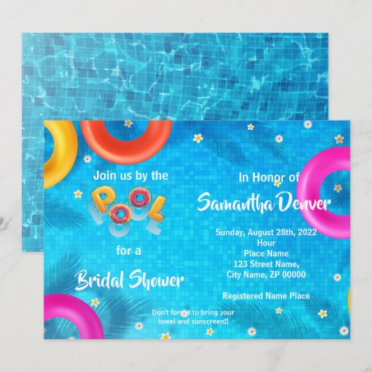 Poolside Summer Vrijgezellenfeest Kaart (Voorkant / Achterkant)