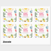 Poolside thema 1e verjaardag vierkante sticker (Vel)