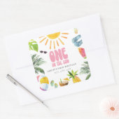 Poolside thema 1e verjaardag vierkante sticker (Envelop)