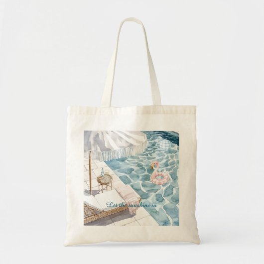 Poolside Umbrella Pink Flamingo Float Ball Tote Bag (Voorkant)