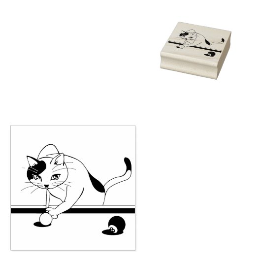 poolspel kattenstempel rubberstempel (Gestempeld)