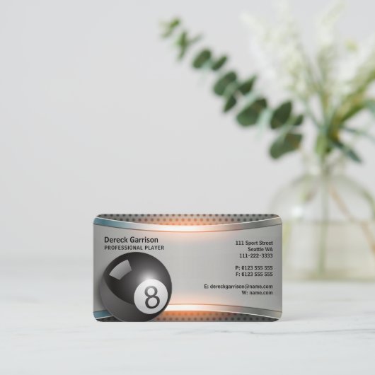 poolspel | Professionele speler Visitekaartje (Staand voorkant)
