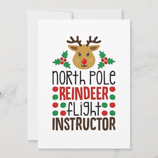 Poolster Rendier Vluchtinstructeur Kerstmis Feestdagenkaart (Voorkant)