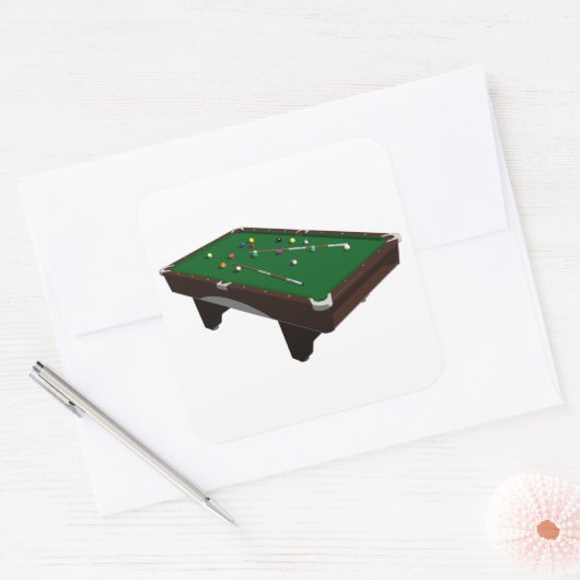 pooltabel vierkante sticker (Envelop)