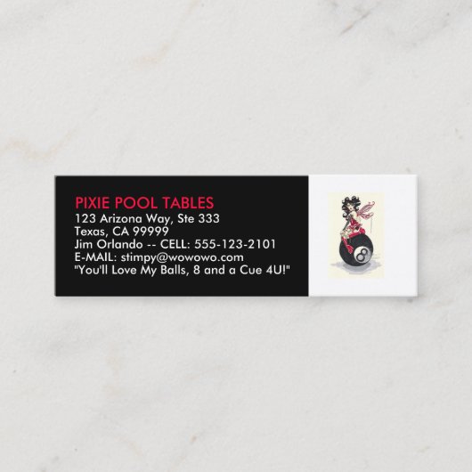 POOLTABELLEN EN BILLIAREN - BEDRIJFSKAARTTEMPLATE MINI VISITEKAARTJE (Voorkant)