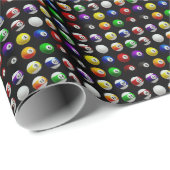 pooltafel biljartballen patroon zwart cadeaupapier (Rol Hoek)