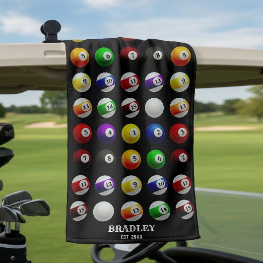 pooltafel biljartballen patroon zwart golfhanddoek