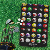 pooltafel biljartballen patroon zwart golfhanddoek