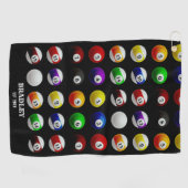 pooltafel biljartballen patroon zwart golfhanddoek (Horizontaal)