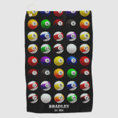 pooltafel biljartballen patroon zwart golfhanddoek (Voorkant)
