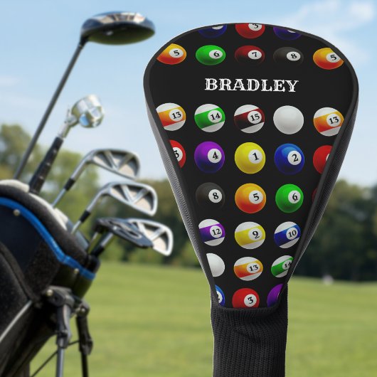 pooltafel biljartballen patroon zwart golfheadcover