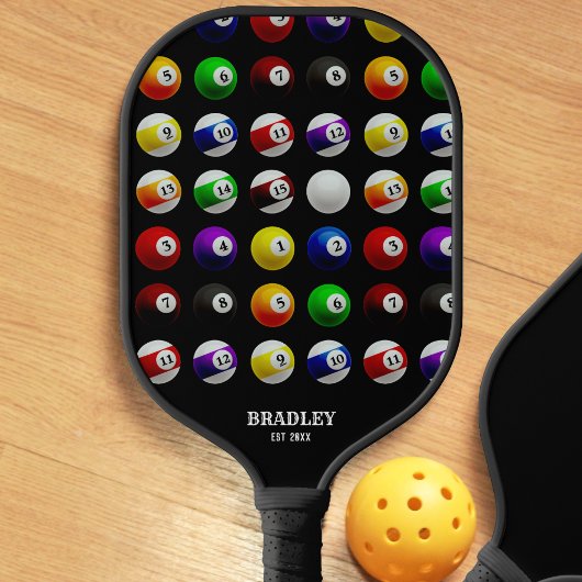 pooltafel biljartballen patroon zwart pickleball paddle