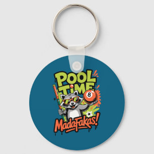 Pooltijd madafakas grappige wasbeer biljarter sleutelhanger
