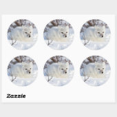 Poolvos in de winter ronde sticker (Vel)