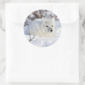 Poolvos in de winter ronde sticker (Tas)